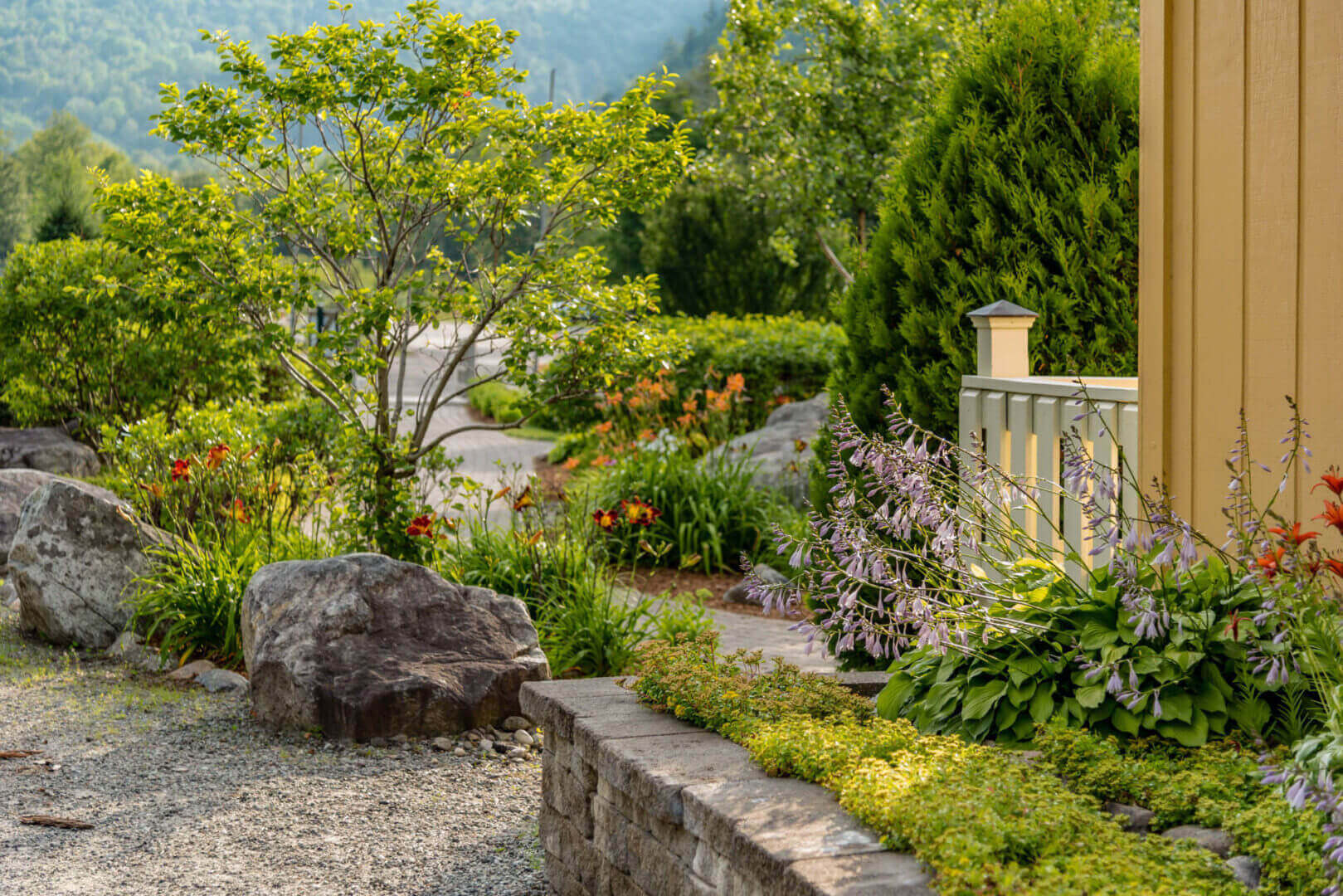 Stone Wall Hardscaping Landscaping In Yard